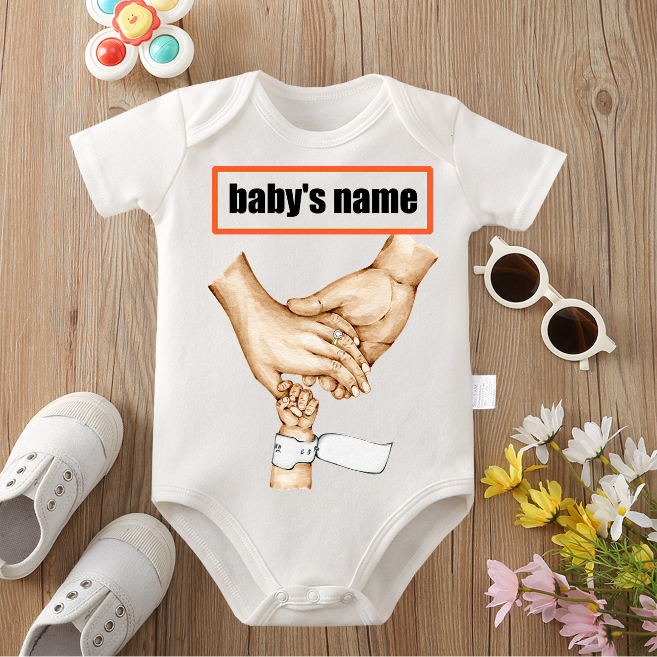 Baby Products Name - Texto personalizado (nome do bebê) macacão