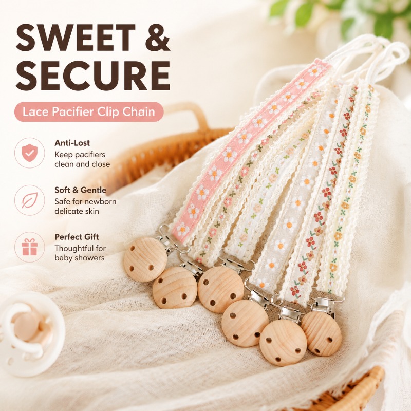 Prendedor de Chupeta de Renda  - Baby Products For 1 Year Old avaliação e preço